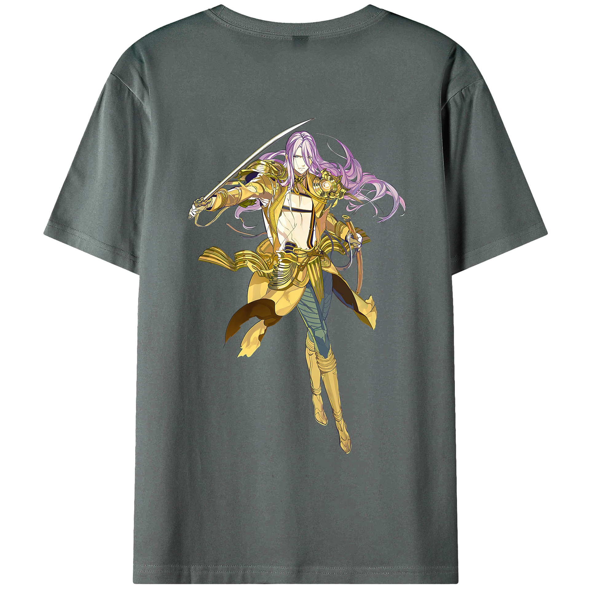（画像用） 刀剣乱舞 Touken Ranbu 綿100％ メンズ半袖Tシャツ（バックプリント） 通気性